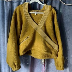 Free People Mustard Yellow Sherpa Wrap Pullover